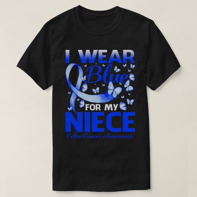 Camiseta Eu Visto Azul Para Minha Consciência Do Cancer Da  (Frente do Design)
