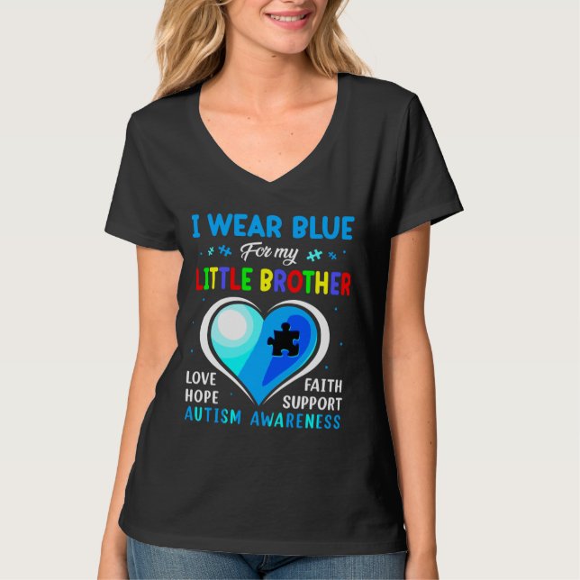 Camiseta Eu Visto Azul Para Minha Consciência Do Irmão Auti (Frente)