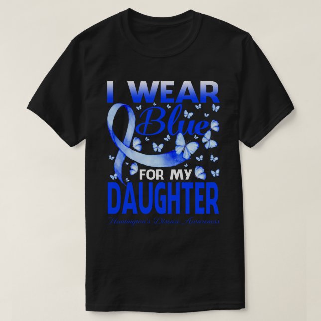 Camiseta Eu Visto Azul para minha FILHA Huntington A (Frente do Design)