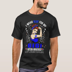 Camiseta Eu Visto Azul Para Minha Gigi Avó Autismo Consciên