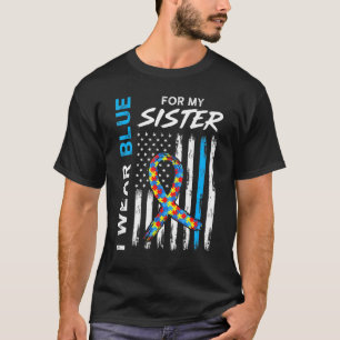 Camiseta Eu Visto Azul Para Minha Irmã Americana Bandeira P