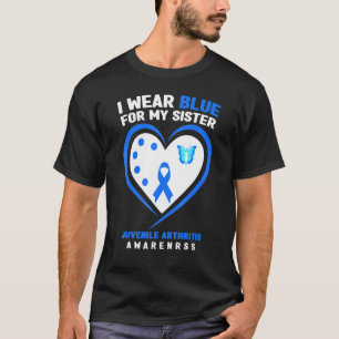Camiseta Eu Visto Azul Para Minha Irmã Artrite Juvenil Cons
