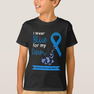 Camiseta Eu Visto Azul Para Minha Irmã Diabetes Guerreiros
