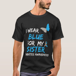 Camiseta Eu Visto Azul Para Minha Irmã Sensibilização Diabe