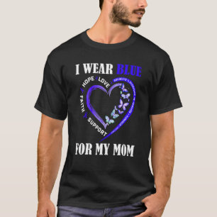 Camiseta Eu Visto Azul Para Minha Mãe Adorava Borboleta Esp