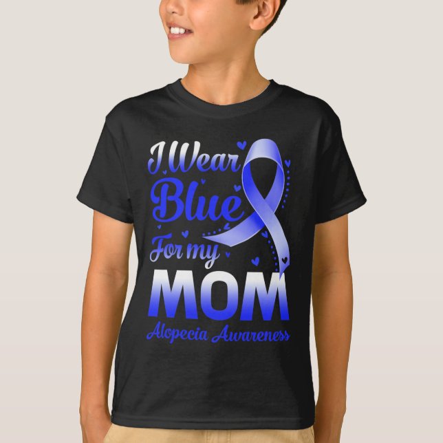 Camiseta Eu Visto Azul Para Minha Mãe Alopecia Consciência (Frente)