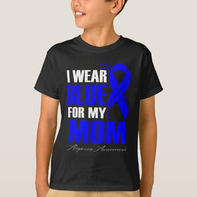 Camiseta Eu Visto Azul Para Minha Mãe Pena De Alopecia (Frente)