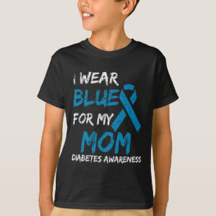 Camiseta Eu Visto Azul Para Minha Mãe Sensibilização Diabet