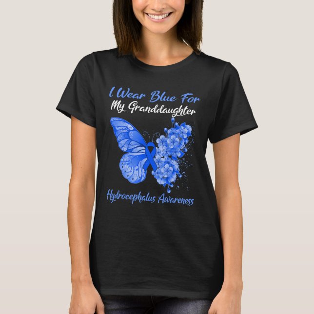 Camiseta Eu Visto Azul Para Minha Neta Hidrocefalia (Frente)