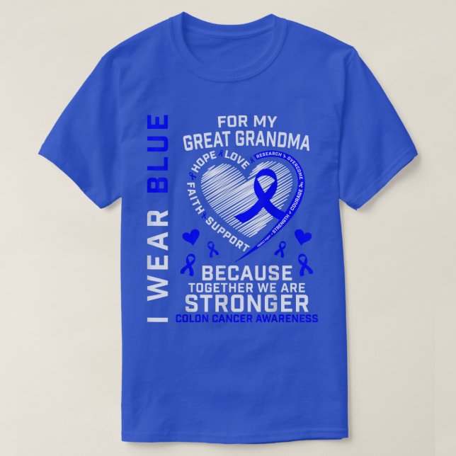 Camiseta Eu Visto Azul Para O Cancer Da Minha Avó Colon, Ex (Frente do Design)