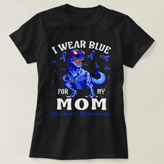 Camiseta Eu Visto Azul Para O Dinossauro Da Consciência Da  (Frente do Design)