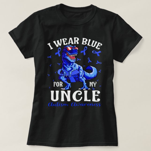 Camiseta Eu Visto Azul Para O Dinossauro Da Consciência Do  (Frente do Design)