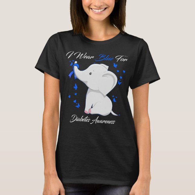 Camiseta Eu Visto Azul Para O Elefante De Consciência Da Di (Frente)
