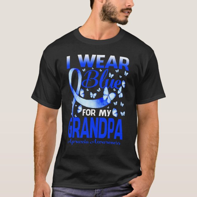 Camiseta Eu Visto Azul Para O Meu Avô Apraxia Manteiga De C (Frente)