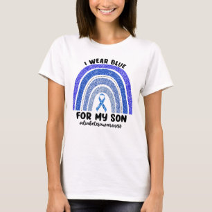 Camiseta Eu Visto Azul Para O Meu Filho Diabetes Glitter Ra