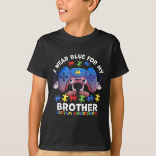 Camiseta Eu Visto Azul Para O Meu Irmão Autismo Awarness Bo