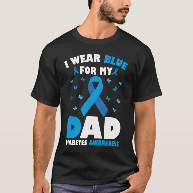 Camiseta Eu Visto Azul Para Sensibilização Para A Diabetes  (Frente)