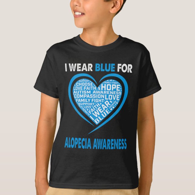 Camiseta Eu Visto Azul Por Alopecia Consciência Fé Esperanç (Frente)