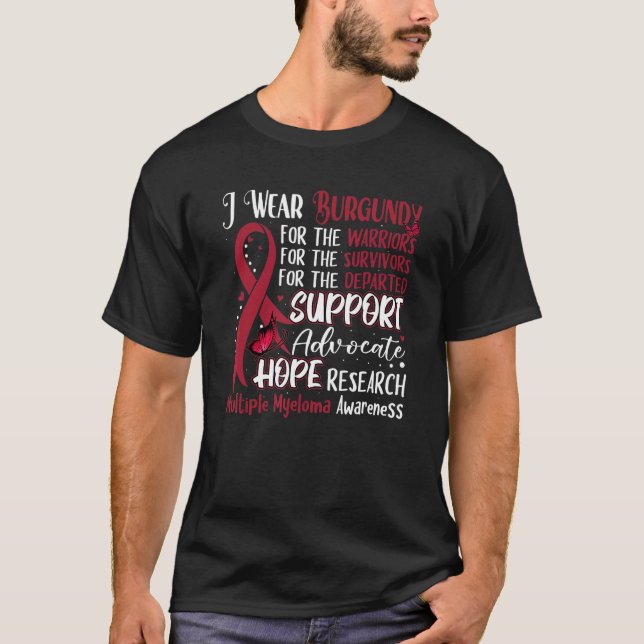 Camiseta Eu Visto Borboleta Borgonha Suportando Múltiplo Mi (Frente)