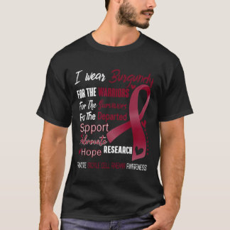 Camiseta Eu Visto Borgonha Para A Consciência Da Anemia Das