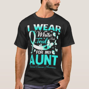 Camiseta Eu Visto Branco E Teal Para Minha Tia Cancer Cervo