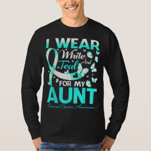 Camiseta Eu Visto Branco E Teal Para Minha Tia Cancer Cervo