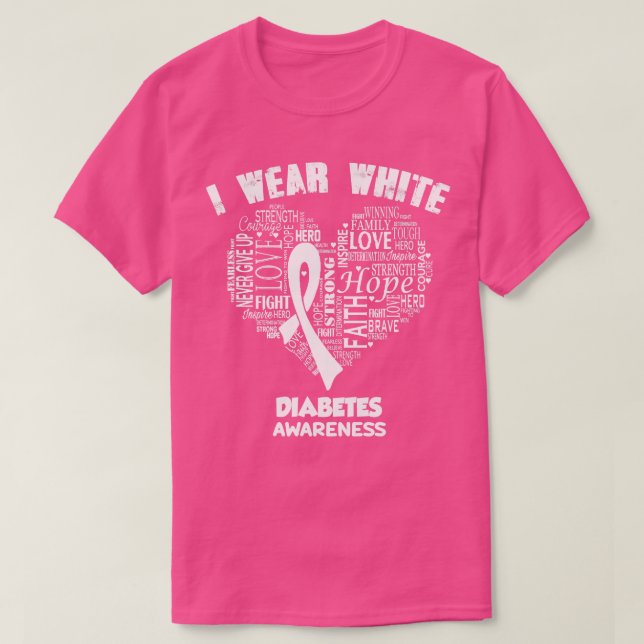 Camiseta Eu Visto Branco Para A Consciência Da Diabetes Fé  (Frente do Design)