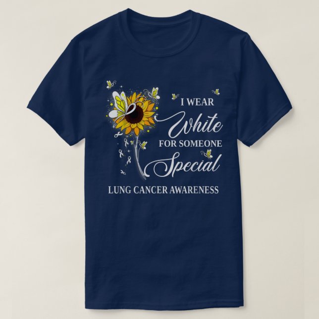 Camiseta Eu Visto Branco Para A Consciência Do Cancer Pulmo (Frente do Design)