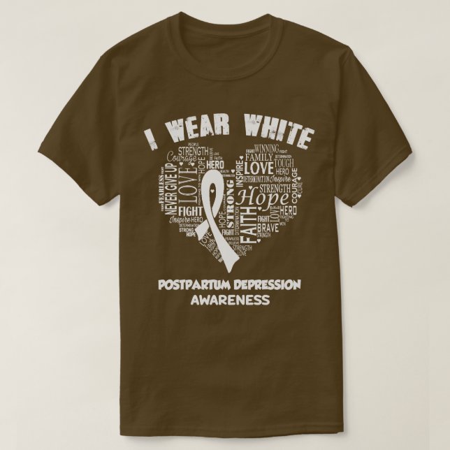 Camiseta Eu Visto Branco Para A Depressão Pós-Parto Sensibi (Frente do Design)