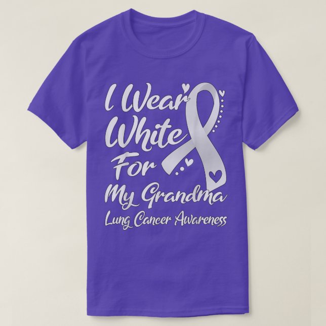 Camiseta Eu Visto Branco Para A Minha Avó Cancer Pulmonar C (Frente do Design)