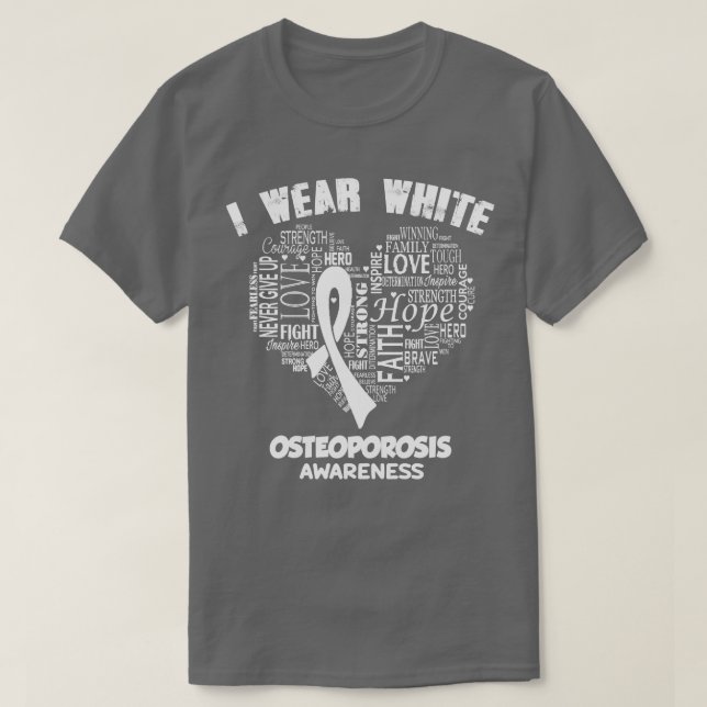 Camiseta Eu Visto Branco Para A Osteoporose Sensibilização  (Frente do Design)