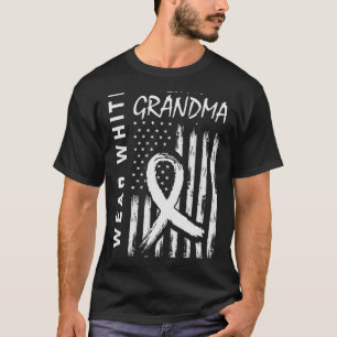 Camiseta Eu Visto Branco Para A Vovó Cancer Pulmonar Sensib