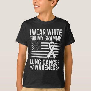 Camiseta Eu Visto Branco Para O Meu Vovô Cancer Pulmonar Fi