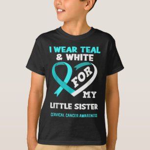 Camiseta Eu Visto Branco Teal Para Minha Irmã Cancer Cervic