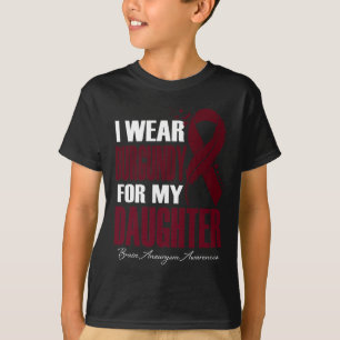 Camiseta Eu Visto Burgundy Para Minha Filha Cérebro Aneuris