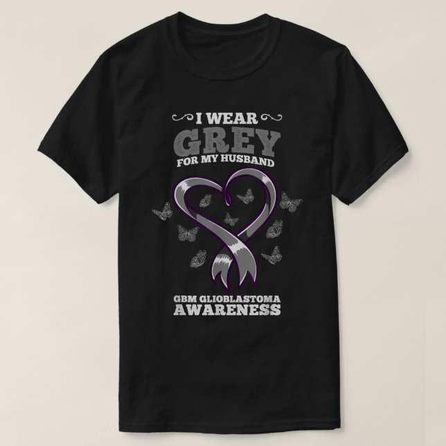 Camiseta Eu Visto Cinzas Para Meu Marido GBM Glioblastoma A (Frente do Design)