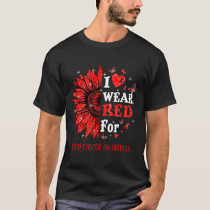 Camiseta Eu Visto Coração Vermelho Brilhante Cancer de Sang