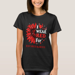 Camiseta Eu visto Coração Vermelho Brilhante Cancer de Sang