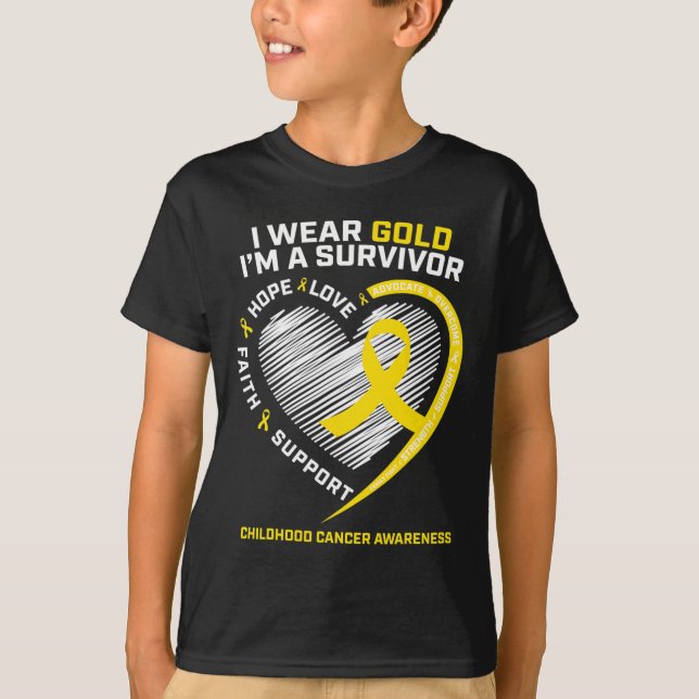 Camiseta Eu Visto Dourado Eu sou um Cancer de infância de c (Frente)