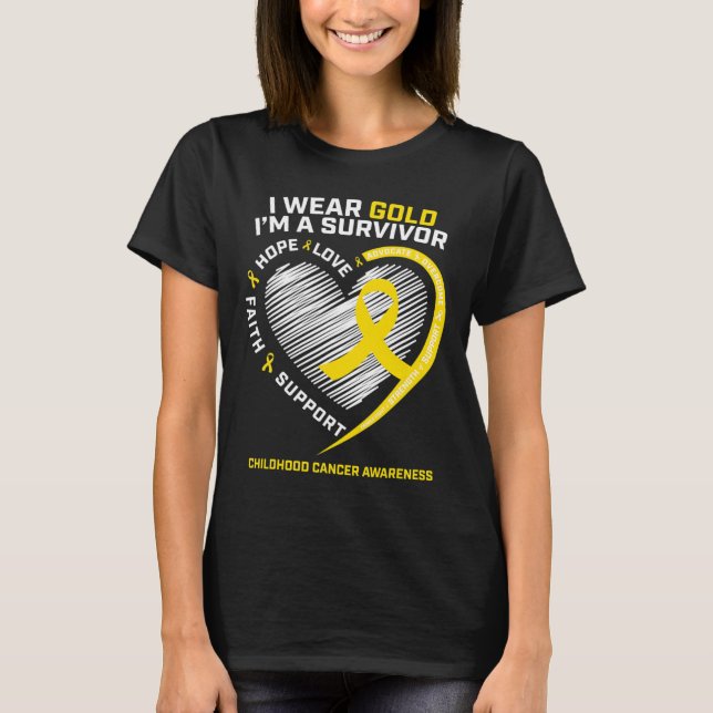 Camiseta Eu Visto Dourado Eu sou um Cancer de infância de c (Frente)