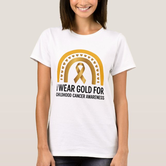 Camiseta Eu Visto Dourado Para A Consciência Do Cancer Da I (Frente)