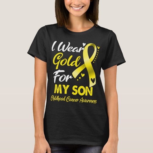 Camiseta Eu Visto Dourado Para A Consciência Do Cancer Da M (Frente)