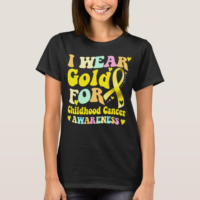 Camiseta Eu Visto Dourado Para A Consciência Do Cancer Da M (Frente)