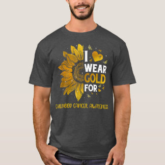 Camiseta Eu Visto Dourado Para A Consciência Do Cancer Na I