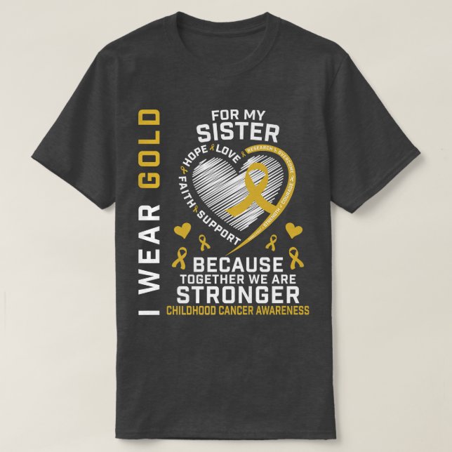 Camiseta Eu Visto Dourado Para A Minha Irmã Cancer De Infân (Frente do Design)