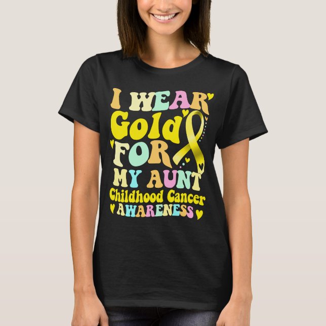 Camiseta Eu Visto Dourado Para A Minha Tia Infância Cancer  (Frente)