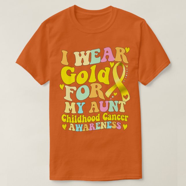 Camiseta Eu Visto Dourado Para A Minha Tia Infância Cancer  (Frente do Design)
