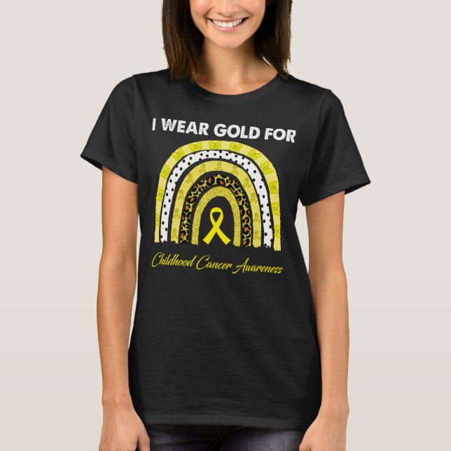 Camiseta eu visto Dourado para a percepção do Cancer na inf (Frente)