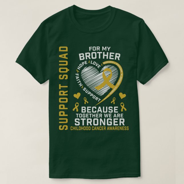 Camiseta Eu Visto Dourado Para Meu Irmão Cancer De Infância (Frente do Design)