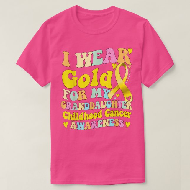 Camiseta Eu Visto Dourado para o Cancer da minha neta (Frente do Design)